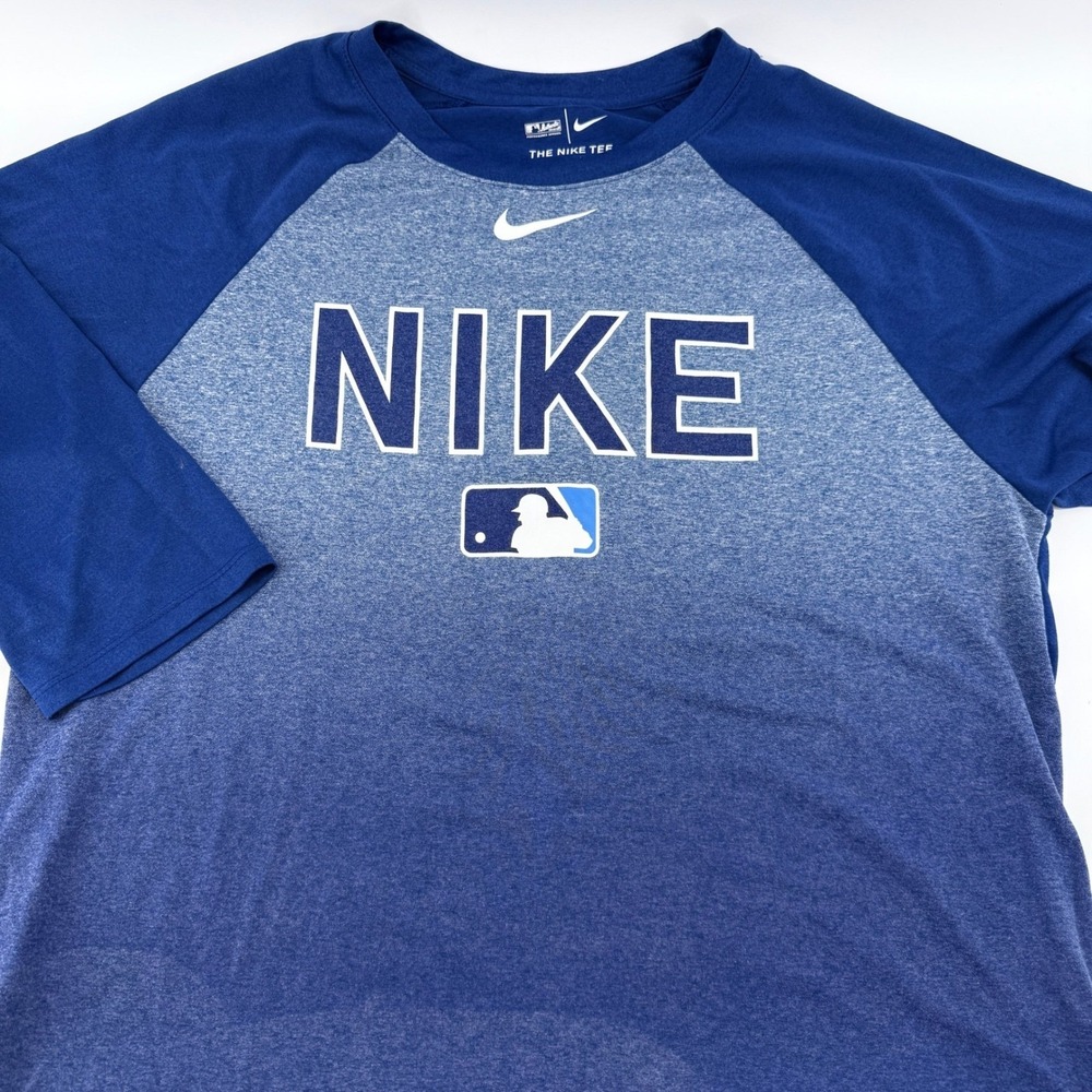 Nike MLB Authentic Collection Dri-FIT 3/4 Sleeve Ombre Shirt Mens Large Blue